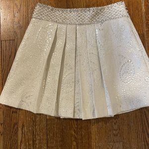 White, cream and silver mini skirt